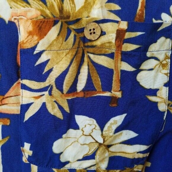 -Caribbean Joe Blue Aloha Print Hawaiian Shirt XL - Picture 4 of 8